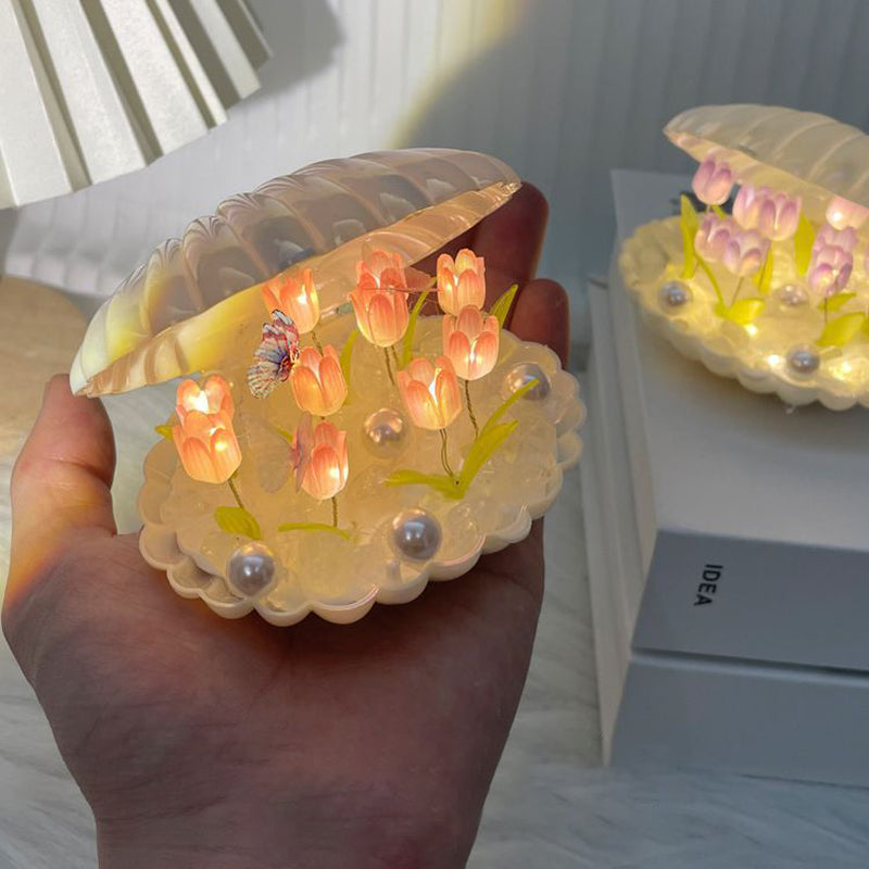 Handmade DIY Shell Tulip Small Night Lamp
