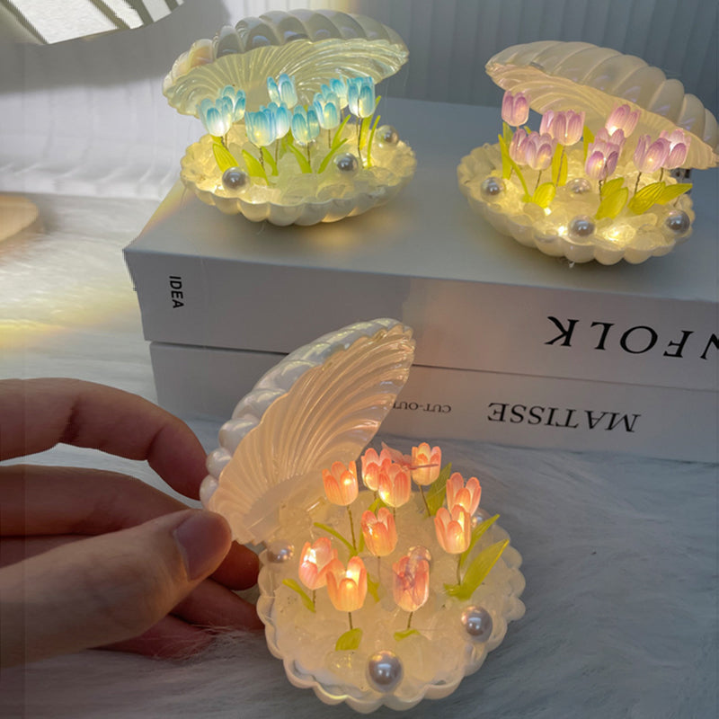 Handmade DIY Shell Tulip Small Night Lamp