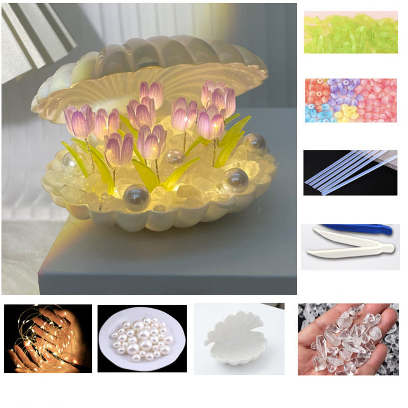 Handmade DIY Shell Tulip Small Night Lamp