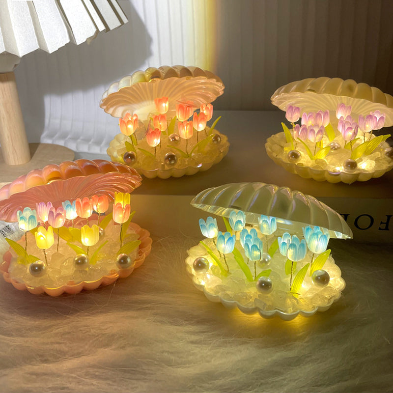 Handmade DIY Shell Tulip Small Night Lamp