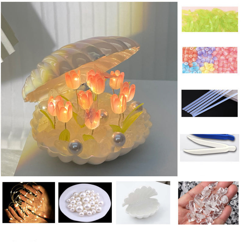 Handmade DIY Shell Tulip Small Night Lamp