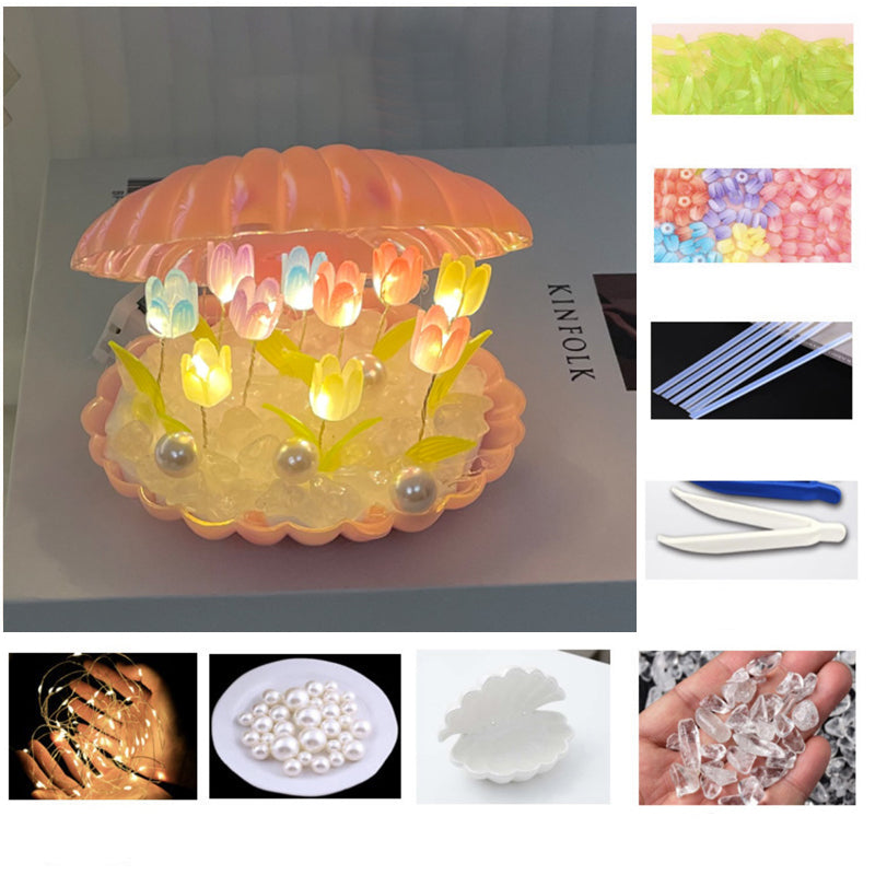 Handmade DIY Shell Tulip Small Night Lamp