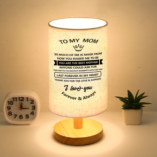 Wood Linen Fabric Table Lamp - Gift For Best Mother