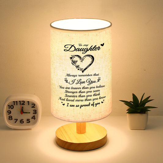 Wood Linen shade Table Lamp - Gift For Sweet Daughter