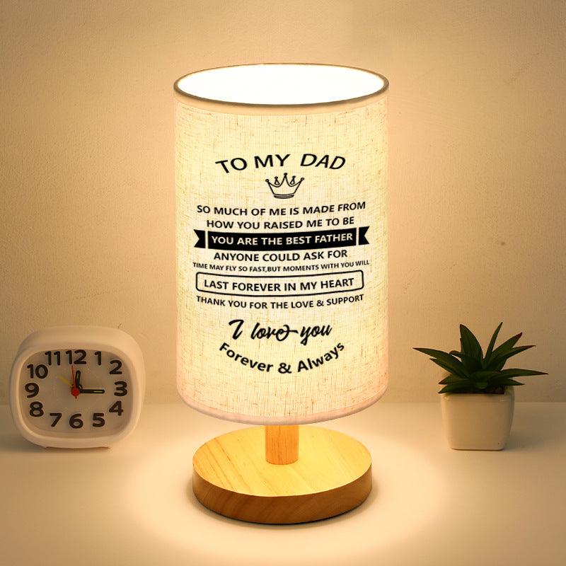 Wood Linen shade Table Lamp - Gift For Dear Dad