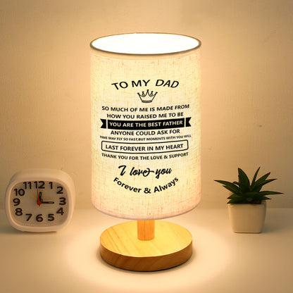 Wood Linen shade Table Lamp - Gift For Dear Dad