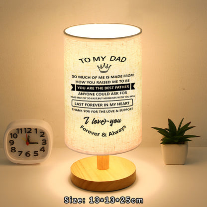 Wood Linen shade Table Lamp - Gift For Dear Dad