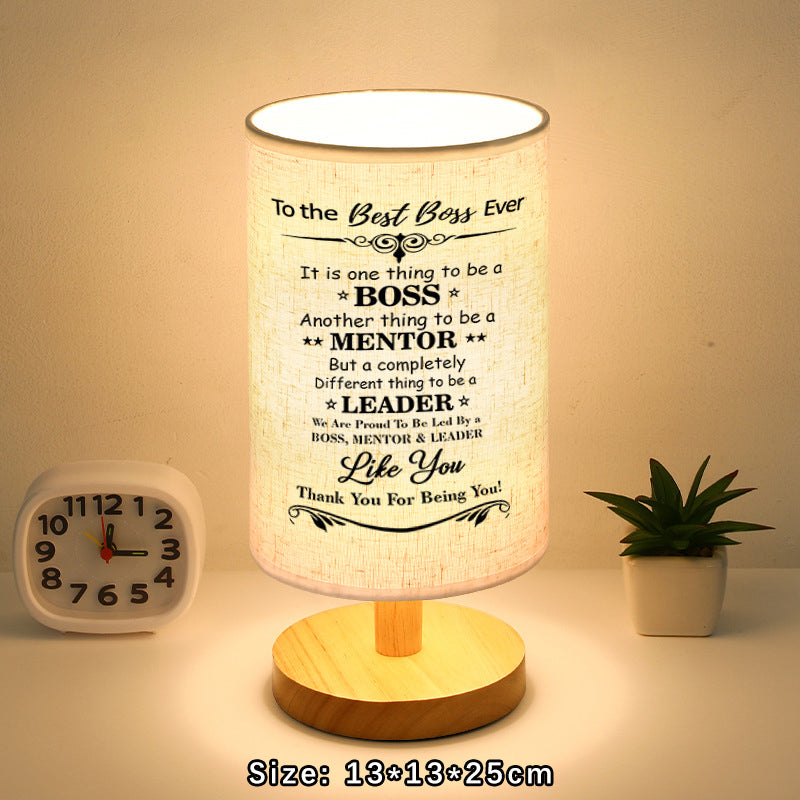 Wood Linen Shade Table Lamp - Gift For Best Boss