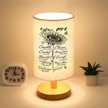 Wood Linen Fabric Table Lamp - Gift For Brave Yourself