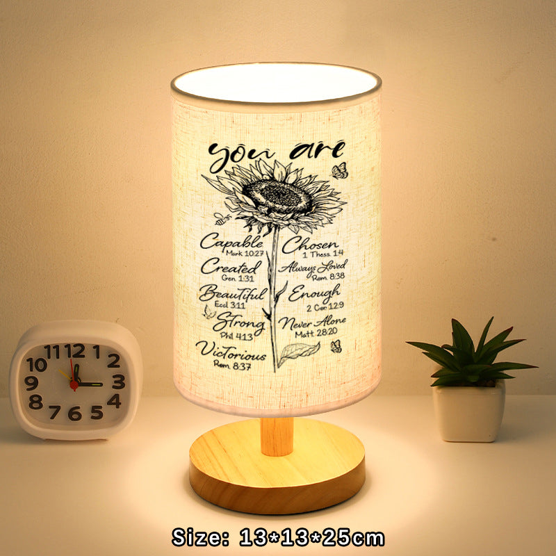 Wood Linen Fabric Table Lamp - Gift For Brave Yourself