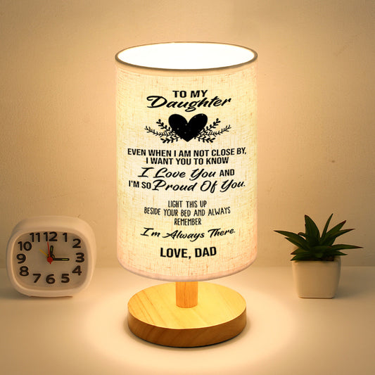 Wood Linen Fabric Table Lamp - Gift For Dear Daughter