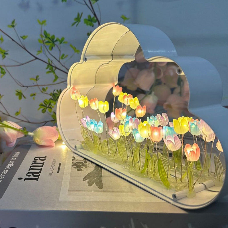 DIY Creative Tulip Flower Cloud Mirror Ambient Lighting