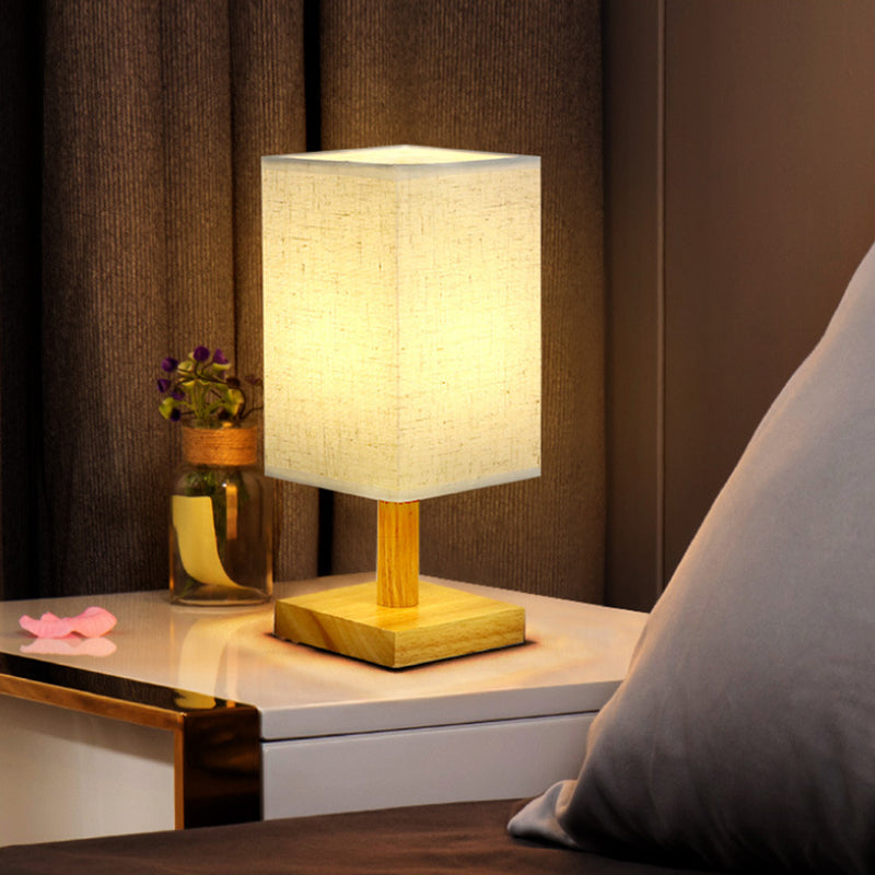 Wood Linen Fabric Table Lamp