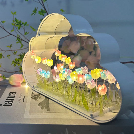 DIY Creative Tulip Flower Cloud Mirror Ambient Lighting