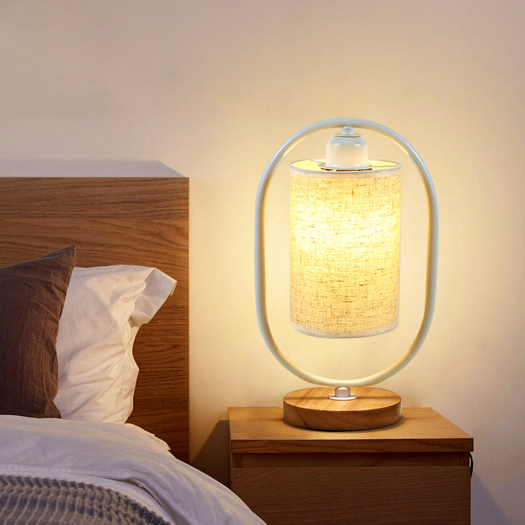 Oval Wooden Base Table Lamp