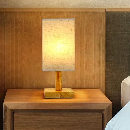 Wood Linen Fabric Table Lamp