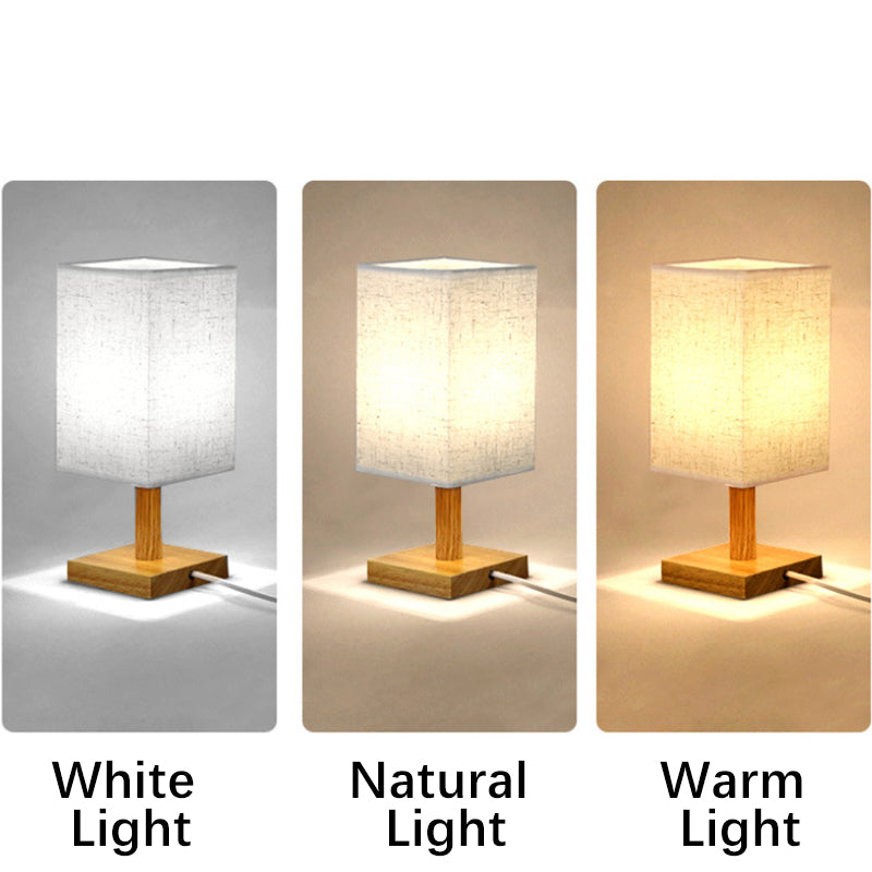 Wood Linen Fabric Table Lamp