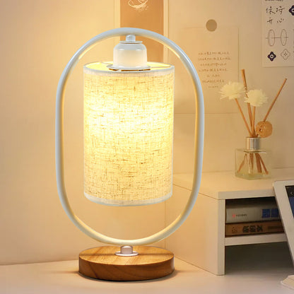 Oval Wooden Base Table Lamp