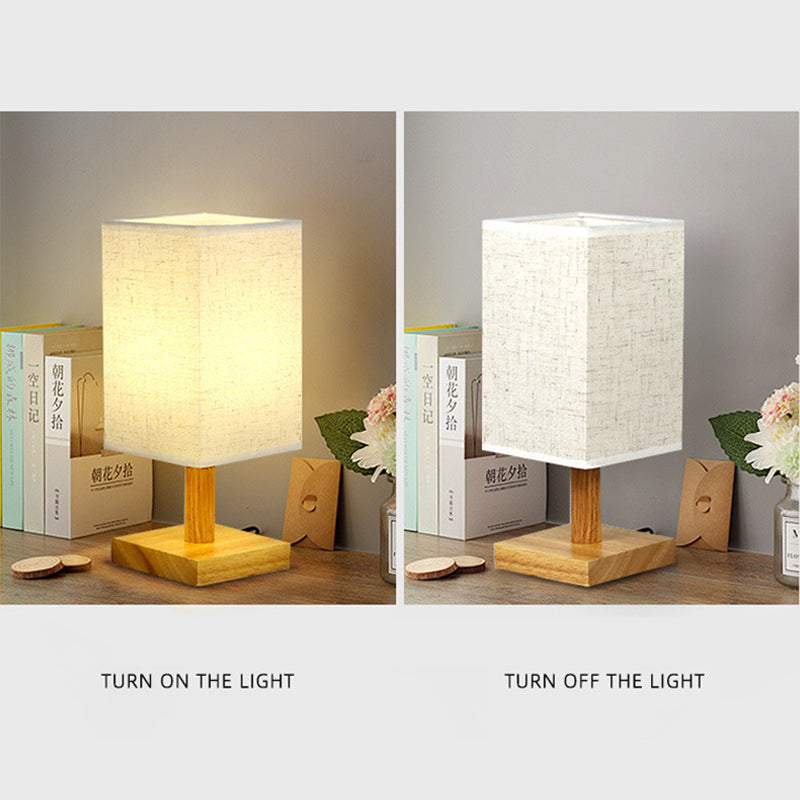 Wood Linen Fabric Table Lamp