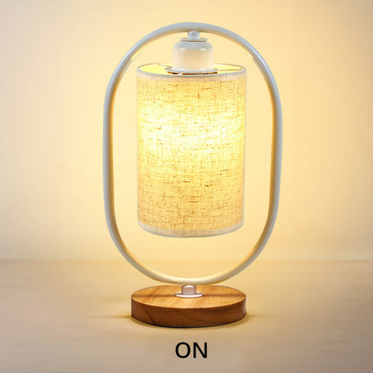 Oval Wooden Base Table Lamp