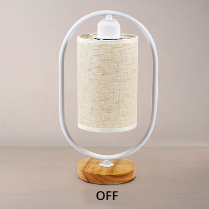 Oval Wooden Base Table Lamp