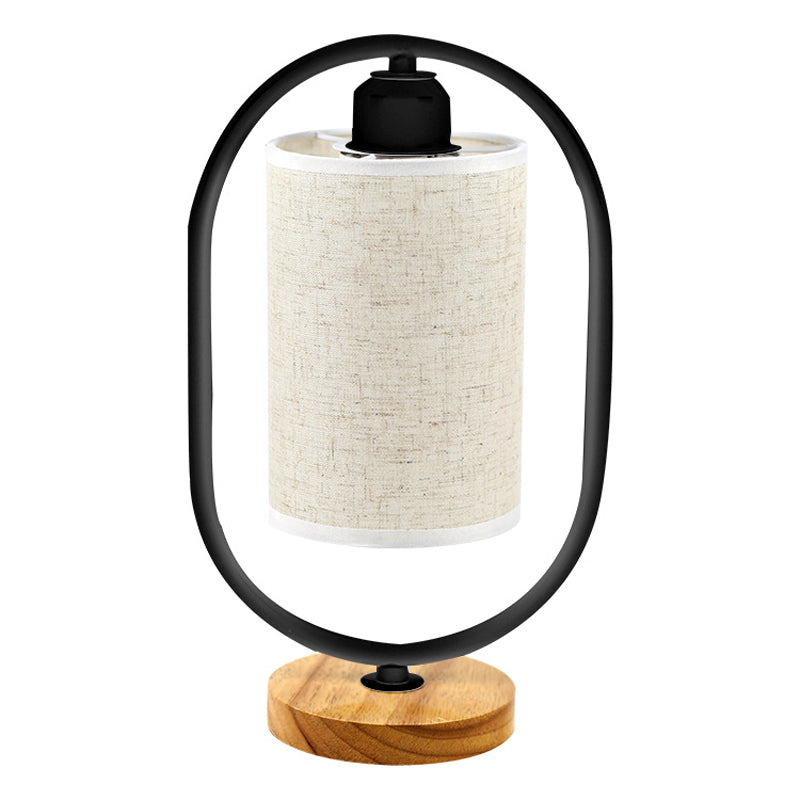 Oval Wooden Base Table Lamp