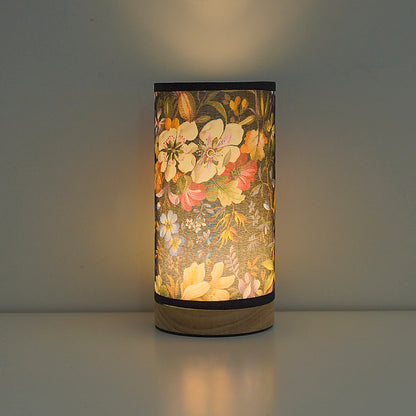 Black Floral Solid Wood Fabric Table Lamp