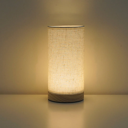 Wood Linen Shade Simple Table Lamp