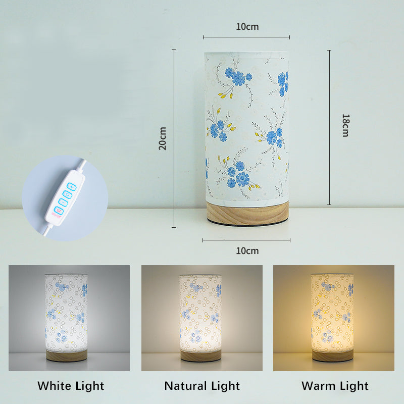 Blue Daisy Linen Shade Table Lamp